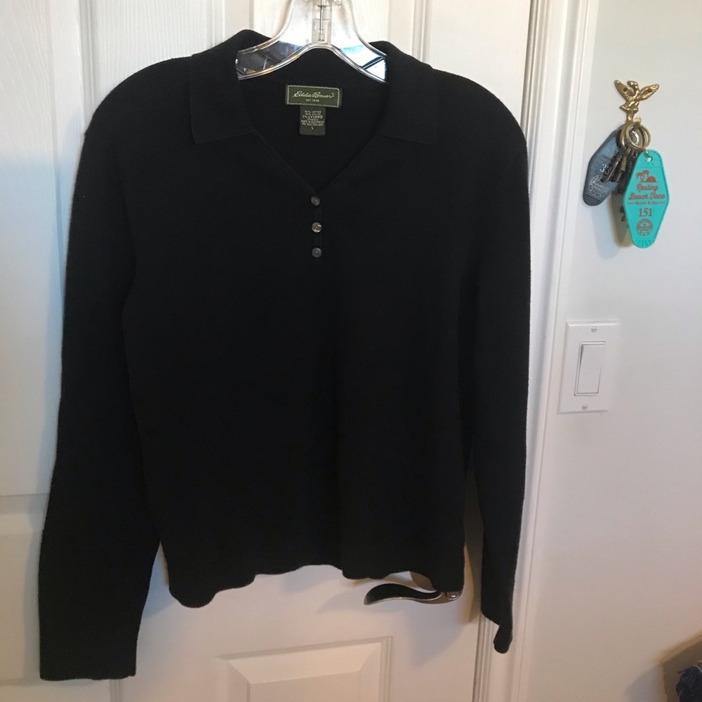 Eddie Bauer Black Stretchy Sweater Sz L